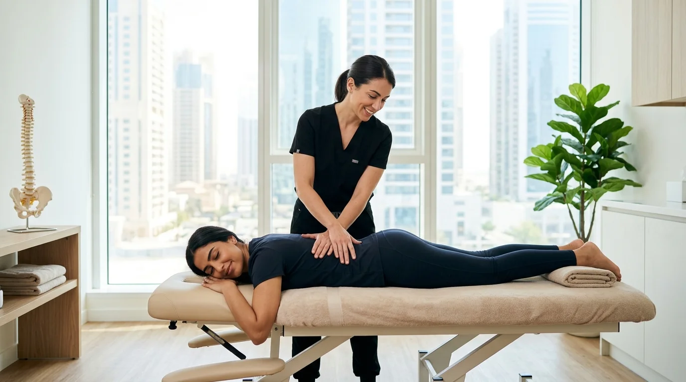 Profesional ofreciendo chiropractic care Dubai en clínica moderna