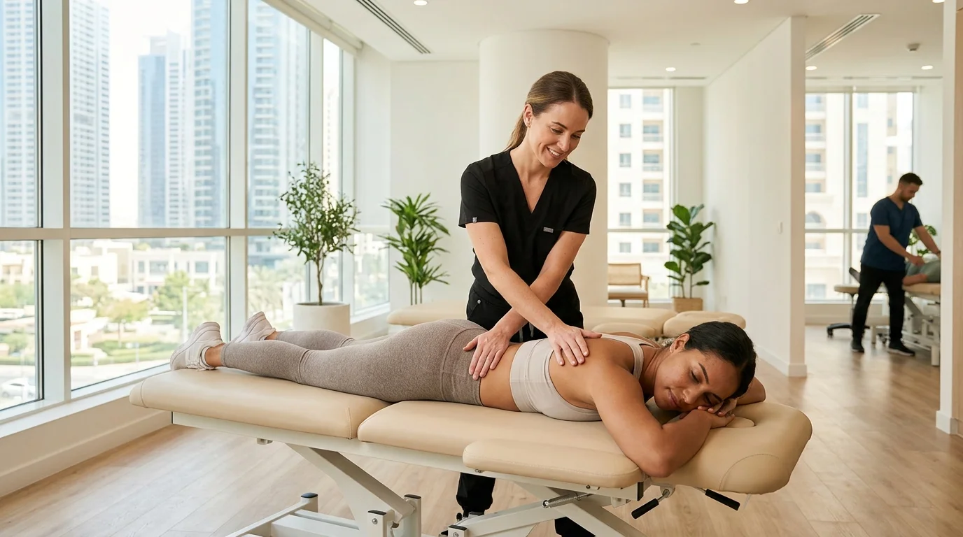 Chiropractic Clinic Dubai paciente recibiendo ajuste