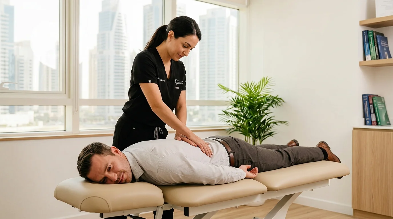 Chiropractic Clinic Dubai Chronic Pain specialist adjusting a patient's spine.