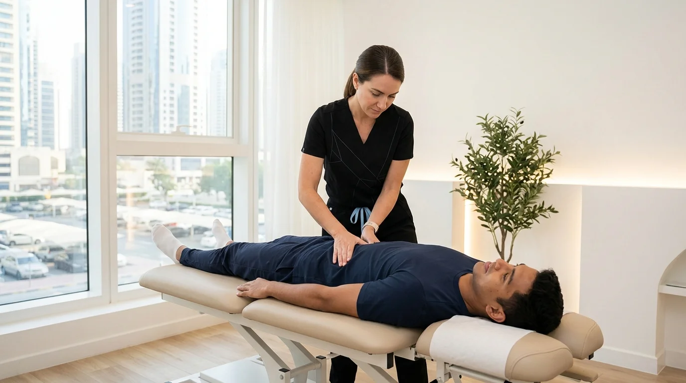 Chiropractor Dubai ajustando la columna vertebral de un paciente