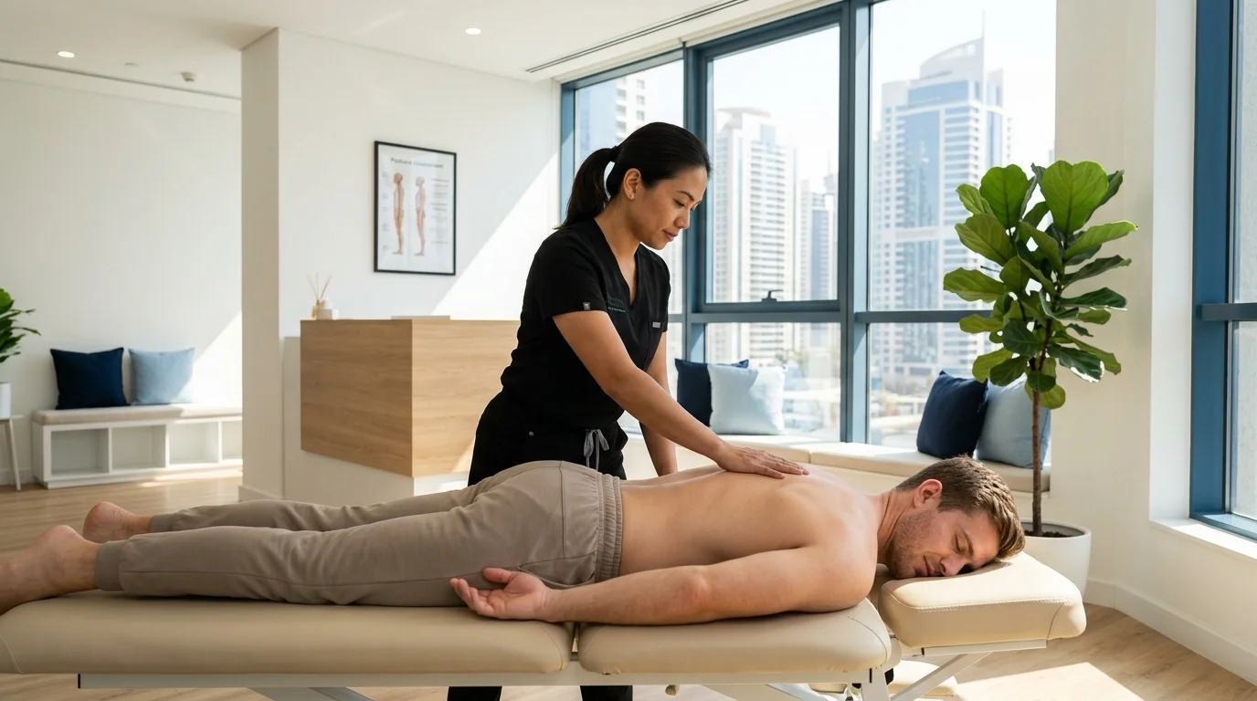 Chiropractor Dubai ajustando la columna vertebral de un paciente