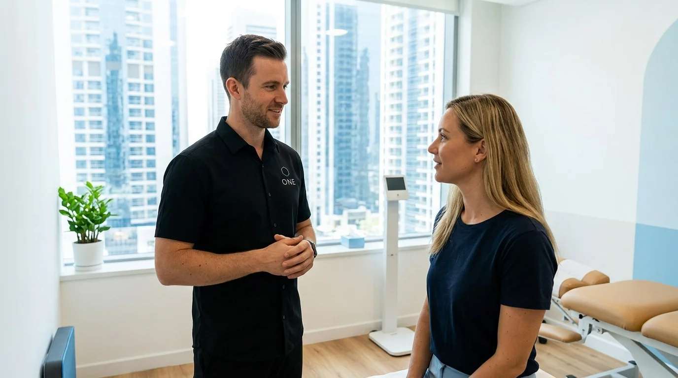 Chiropractor in Dubai performing a spinal adjustment on a patient