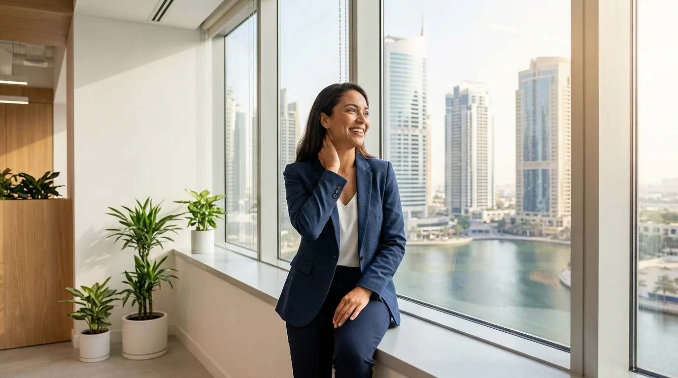 Professional in Dubai receiving chiropractic adjustment for back pain