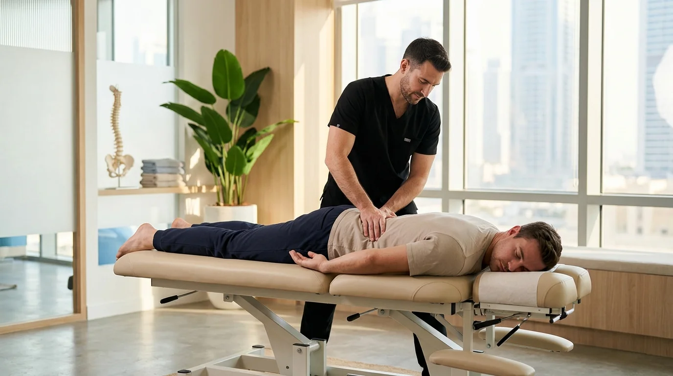 أخصائي تقويم العمود الفقري في دبي يجري تعديلاً لسلامة العمود الفقري